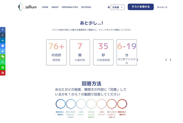 Zelfiumの診断画面